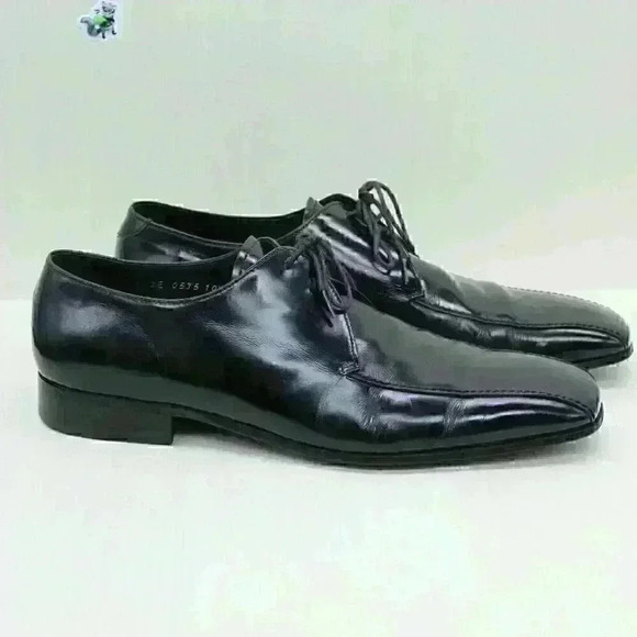 Prada Men’s Black Leather Oxford Square Toe Lace Up Shoes Size US 10.5Authentic - Picture 1 of 11
